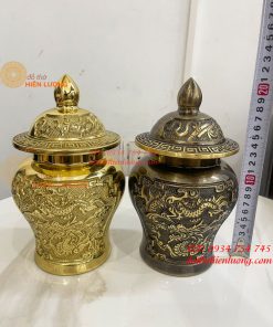 Đôi Chóe Bằng Đồng Rồng Phượng Thờ Cúng Cao 21cm