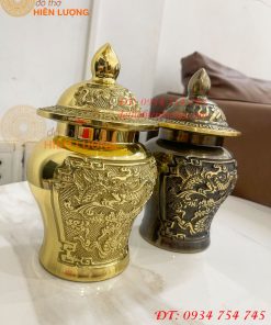 Đôi Chóe Bằng Đồng Rồng Phượng Thờ Cúng Cao 21cm