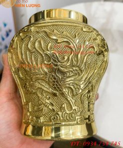 Đôi Chóe Bằng Đồng Rồng Phượng Thờ Cúng Cao 21cm