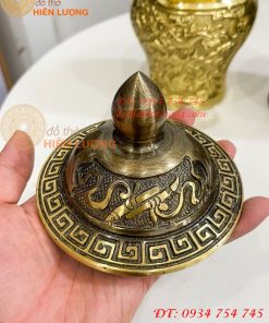 Đôi Chóe Bằng Đồng Rồng Phượng Thờ Cúng Cao 21cm
