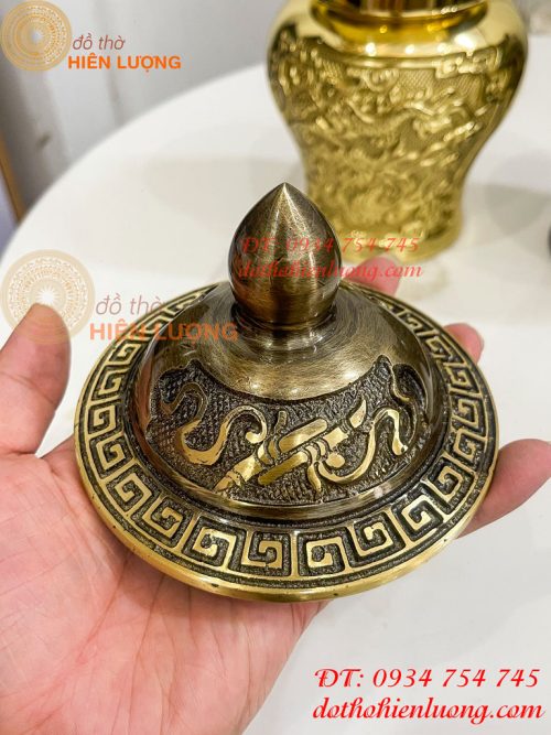 Đôi Chóe Bằng Đồng Rồng Phượng Thờ Cúng Cao 21cm