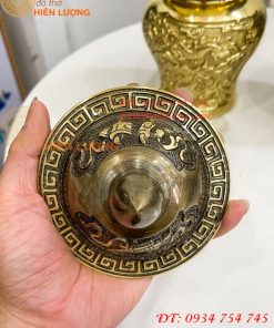 Đôi Chóe Bằng Đồng Rồng Phượng Thờ Cúng Cao 21cm