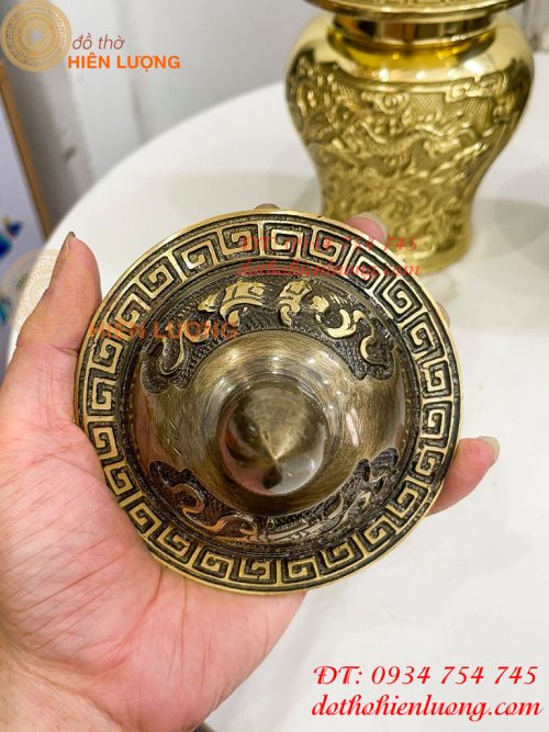 Đôi Chóe Bằng Đồng Rồng Phượng Thờ Cúng Cao 21cm