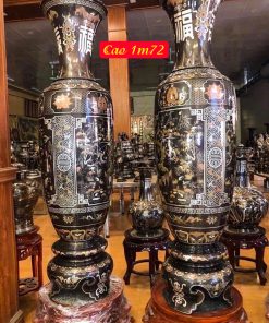Đôi Lọ Lục Bình Khảm Ngũ Sắc Cao 1m72