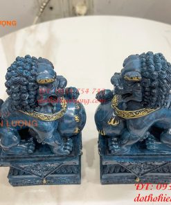 Đôi Nghê Bằng Đồng Decor Màu Xanh Phong Thủy Cao 15cm