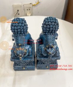 Đôi Nghê Bằng Đồng Decor Màu Xanh Phong Thủy Cao 15cm