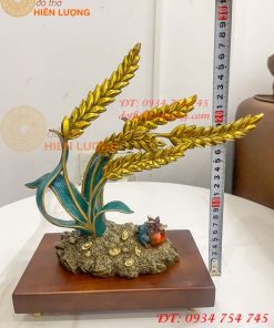 Cây Lúa Bằng Đồng Decor Cao 26cm Để Bàn Trang Trí