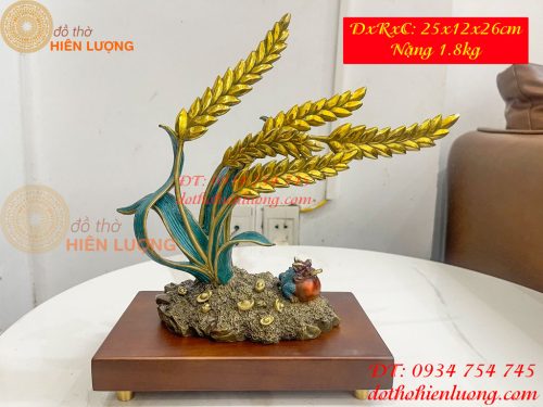 Cây Lúa Bằng Đồng Decor Cao 26cm Để Bàn Trang Trí