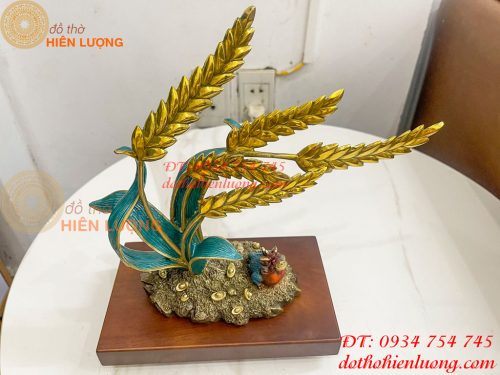 Cây Lúa Bằng Đồng Decor Cao 26cm Để Bàn Trang Trí