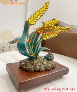 Cây Lúa Bằng Đồng Decor Cao 26cm Để Bàn Trang Trí