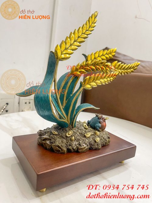 Cây Lúa Bằng Đồng Decor Cao 26cm Để Bàn Trang Trí