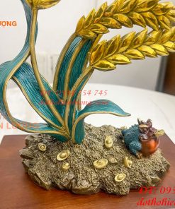 Cây Lúa Bằng Đồng Decor Cao 26cm Để Bàn Trang Trí