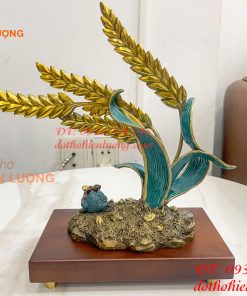 Cây Lúa Bằng Đồng Decor Cao 26cm Để Bàn Trang Trí