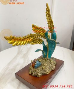 Cây Lúa Bằng Đồng Decor Cao 26cm Để Bàn Trang Trí