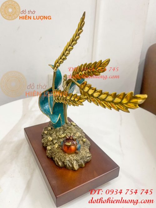 Cây Lúa Bằng Đồng Decor Cao 26cm Để Bàn Trang Trí