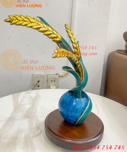 Cây Lúa Bằng Đồng Decor Cao 30cm Để Bàn Trang Trí