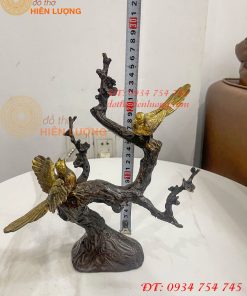 Đôi Chim Uyên Ương Bằng Đồng Cao 30cm Đậu Cành Mai