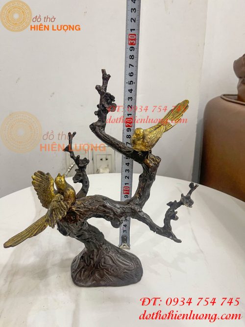 Đôi Chim Uyên Ương Bằng Đồng Cao 30cm Đậu Cành Mai