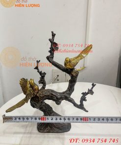 Đôi Chim Uyên Ương Bằng Đồng Cao 30cm Đậu Cành Mai