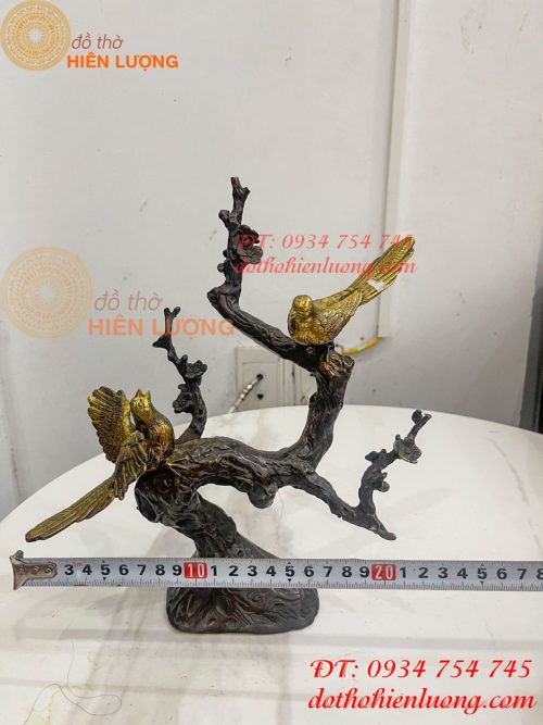 Đôi Chim Uyên Ương Bằng Đồng Cao 30cm Đậu Cành Mai