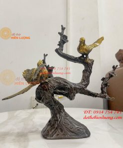 Đôi Chim Uyên Ương Bằng Đồng Cao 30cm Đậu Cành Mai