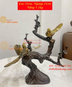 Đôi Chim Uyên Ương Bằng Đồng Cao 30cm Đậu Cành Mai