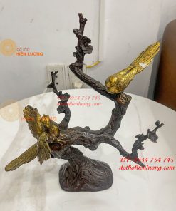 Đôi Chim Uyên Ương Bằng Đồng Cao 30cm Đậu Cành Mai