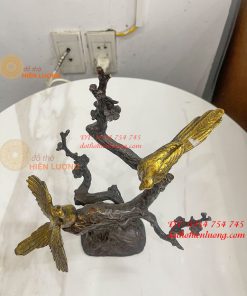 Đôi Chim Uyên Ương Bằng Đồng Cao 30cm Đậu Cành Mai