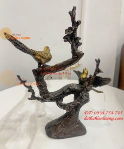Đôi Chim Uyên Ương Bằng Đồng Cao 30cm Đậu Cành Mai