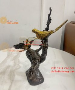 Đôi Chim Uyên Ương Bằng Đồng Cao 30cm Đậu Cành Mai