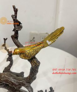 Đôi Chim Uyên Ương Bằng Đồng Cao 30cm Đậu Cành Mai