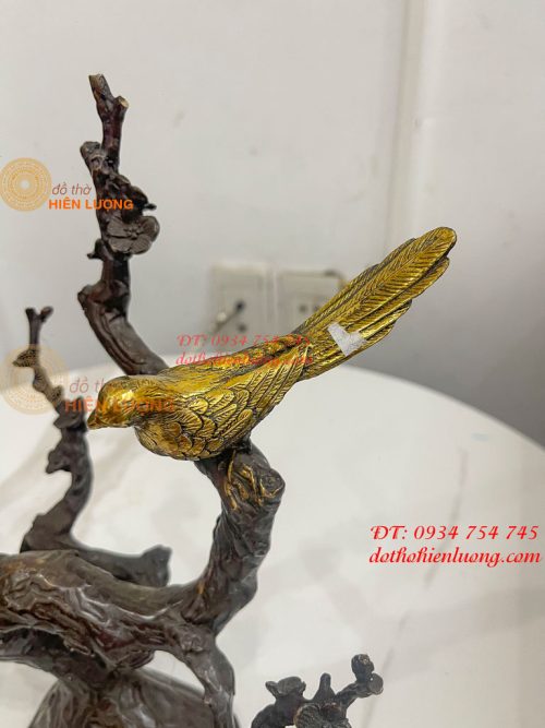 Đôi Chim Uyên Ương Bằng Đồng Cao 30cm Đậu Cành Mai