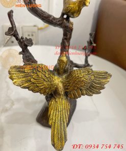 Đôi Chim Uyên Ương Bằng Đồng Cao 30cm Đậu Cành Mai