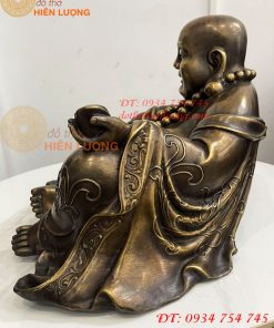Tượng Di Lặc Dựa Bị Cầm Thỏi Vàng Bằng Đồng