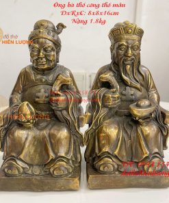 Tượng Ông Bà Thổ Công Thổ Mẫu Bằng Đồng Cao 16cm