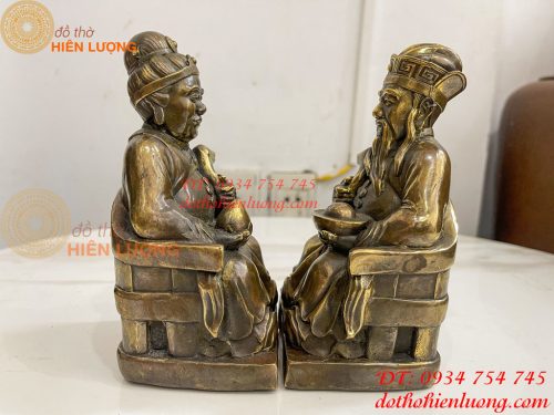 Tượng Ông Bà Thổ Công Thổ Mẫu Bằng Đồng Cao 16cm