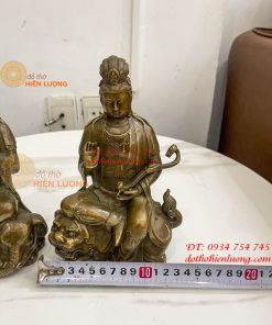 Tượng Văn Thù Phổ Hiền Cao 20cm Bằng Đồng Hun
