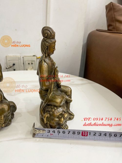 Tượng Văn Thù Phổ Hiền Cao 20cm Bằng Đồng Hun