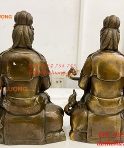 Tượng Văn Thù Phổ Hiền Cao 20cm Bằng Đồng Hun