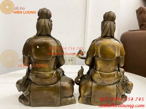 Tượng Văn Thù Phổ Hiền Cao 20cm Bằng Đồng Hun