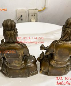 Tượng Văn Thù Phổ Hiền Cao 20cm Bằng Đồng Hun