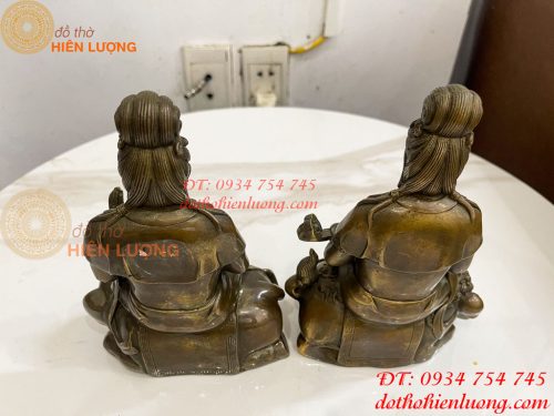 Tượng Văn Thù Phổ Hiền Cao 20cm Bằng Đồng Hun