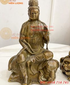 Tượng Văn Thù Phổ Hiền Cao 20cm Bằng Đồng Hun