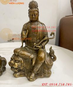 Tượng Văn Thù Phổ Hiền Cao 20cm Bằng Đồng Hun