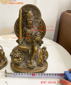 Tượng Đức Văn Thù Phổ Hiền Bằng Đồng Cao 25cm