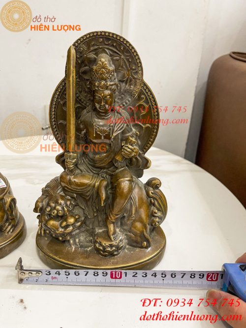Tượng Đức Văn Thù Phổ Hiền Bằng Đồng Cao 25cm