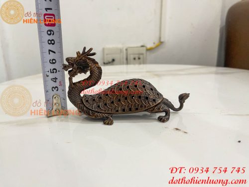 Lư Xông Trầm Long Quy Nắp Mở Bằng Đồng Hun