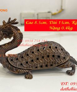 Lư Xông Trầm Long Quy Nắp Mở Bằng Đồng Hun
