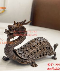 Lư Xông Trầm Long Quy Nắp Mở Bằng Đồng Hun
