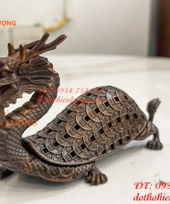 Lư Xông Trầm Long Quy Nắp Mở Bằng Đồng Hun